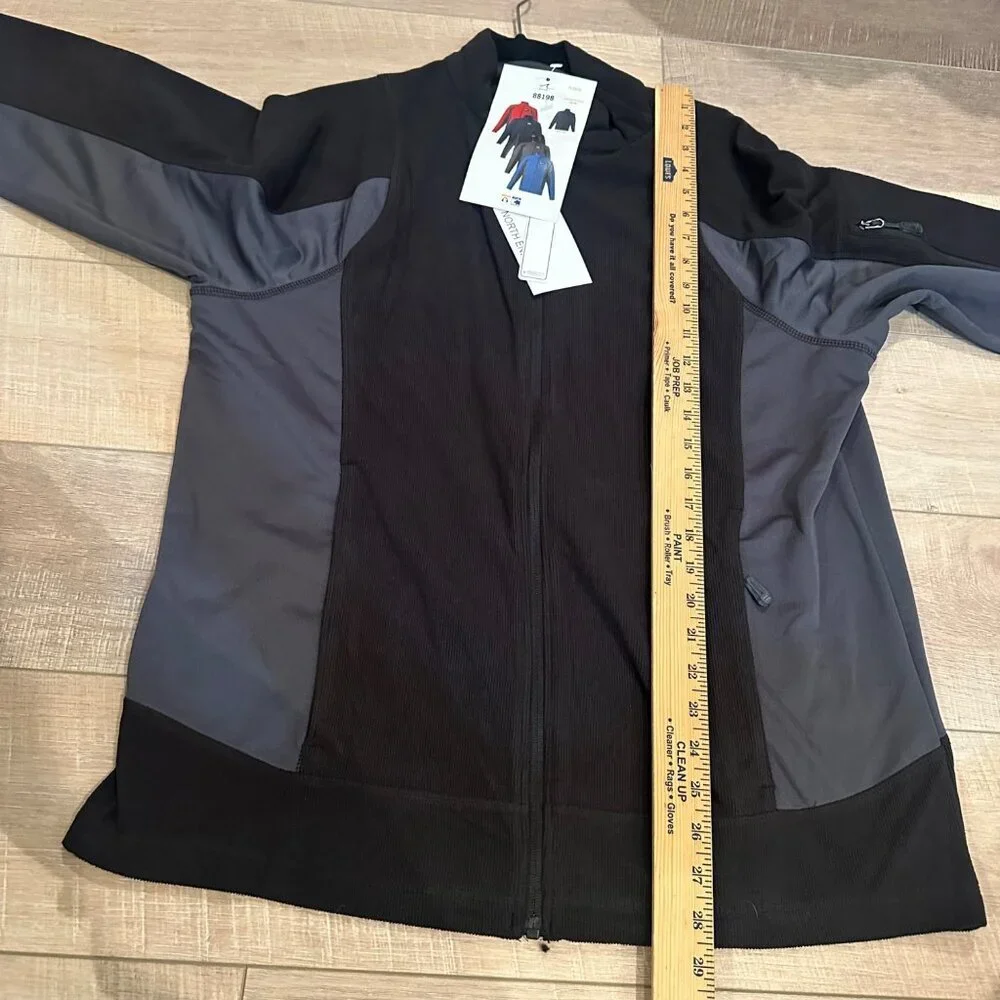 NORTH END MENS TEXTURED BLACK AND GRAY ZIP JACKET NEW LARGE